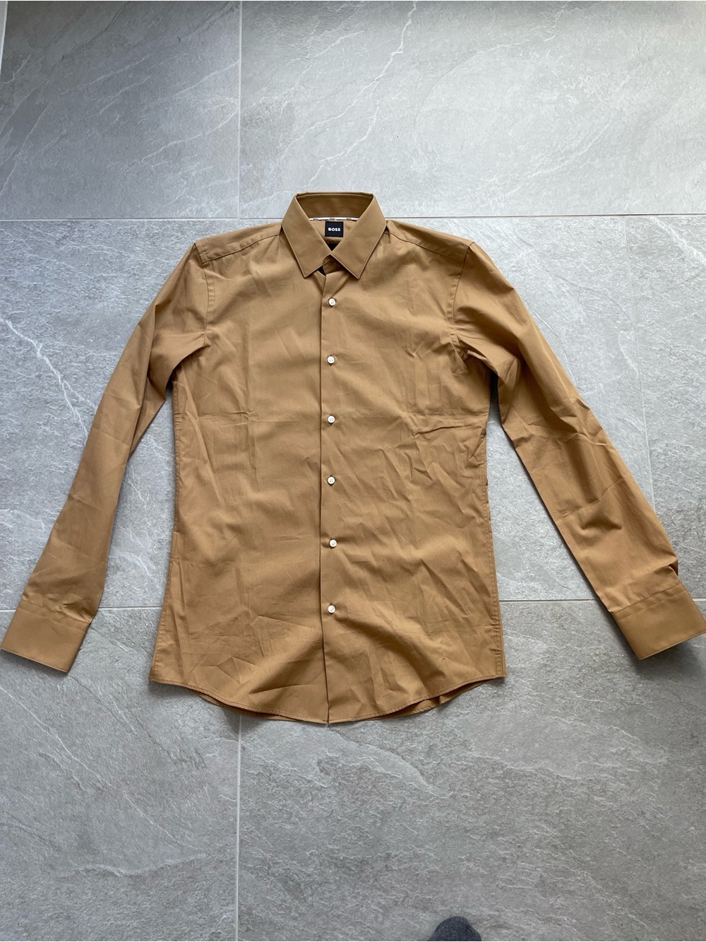 Boss Men's Dress Shirt in Tan Brown